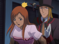 Tsubaki reprimands Orihime for not attacking Rukia.