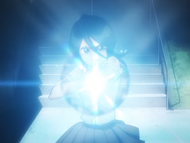 Rukia uses an ineffective Byakurai against a Hollow.