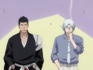 Ryūken smokes next to Isshin.