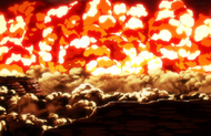 Several immense explosions are created by Zangetsu's Cero.