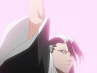 Byakuya prepares to deal the finishing blow.