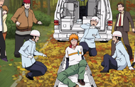 Ichigo bolts up after returning to his body.