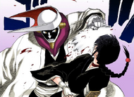 Mayuri hits Nemu for letting go of Uryū.