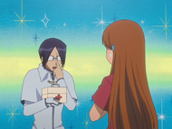 Uryū explains how he bandaged up Orihime's arm.