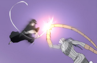 Rukia parries Gunjō's surprise attack.