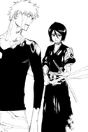 Rukia as lieutenant of the 13th Division, stabbing Ichigo.