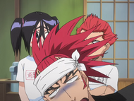 Jinta's comments on not providing dinner to Renji cause the latter to fall over.