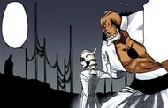 Ulquiorra calms Yammy after Grimmjow Jaegerjaquez provokes him.