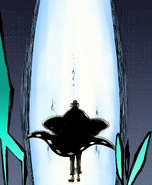 Aizen being incinerated by his own reiatsu.