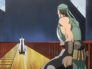 Ganju confronts Byakuya on the bridge.