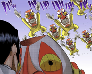 Dondochakka's clones mimic his leaping attack against Uryū.
