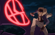 Bruno sprays a symbol on Rickenbacker's wing.