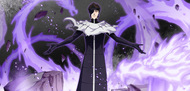 Aizen in his Muken garb using Hadō #99. Goryūtenmetsu.