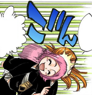 Yachiru Kusajishi interrupt Orihime's attempt to give Kenpachi directions.