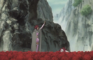 Haineko raises her sword above her head and prepares to kill Narunosuke.