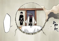 Mayuri threatens Ikkaku Madarame with Kidō during his interrogation.