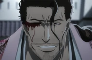Shunsui is wounded by Robert's attack.