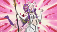 Chizuru Honshō in her Karakura-Raizer guise attacks the Arrancar.