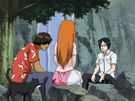 Yoruichi, Sado and Orihime try to recruit Uryū.