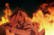 Haschwalth realizes that Genryūsai Shigekuni Yamamoto's intense Reiatsu is manifesting in the form of flames.