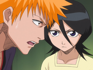 Rukia listens as Ichigo ponders Kariya's true intentions.