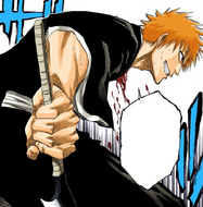 Ichigo grabs another sword as he prepares to resume the fight.