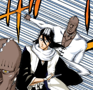 Zommari tries to overwhelm Byakuya with Gemelos Sonído.