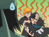 Ichigo grinds his fists into Hanatarō's head.