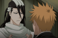 Byakuya tells Ichigo to think about his friends' intentions.