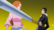 Orihime is stopped by Kūgo.