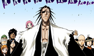 Kenpachi leads the Ryoka and his subordinates through the Seireitei.