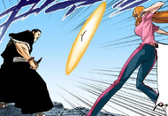 Orihime uses Koten Zanshun against Jirōbō.