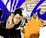 Isshin uses Chōhigezutsuki on Ichigo.