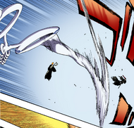 The Jigoku no Gaki sends Renji flying with a single strike.