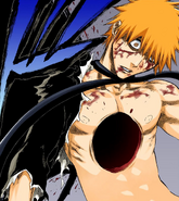 Ulquiorra blasts a hole through Ichigo's chest with Cero Oscuras.