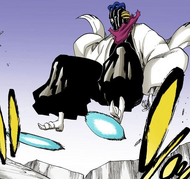 Mayuri uses his Hirenkyaku Shoes to avoid touching the ground.