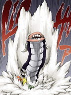 Bawabawa bursts out of the sands of Hueco Mundo.