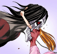 Orihime intercepts Acidwire's attack with an embrace.