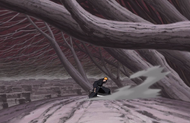 Ichigo lands on a branch in search of Senna.