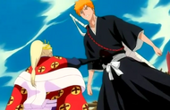 Ichigo stabbed by the imposter.