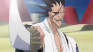 Kenpachi proclaims he will enjoy cutting Nnoitra up.