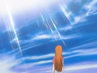 Orihime hears Tatsuki's voice encouraging her.