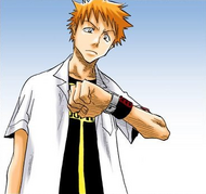 Ichigo sees the date on his watch.