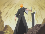 Ichigo grabs another sword to continue his training.