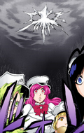 An explosion occurs in the air behind the Bambies.