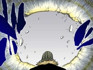 Urahara watches as the ceiling of his laboratory begins to crumble.
