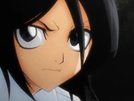 Urahara paralyzes Rukia using Shibireyubi.