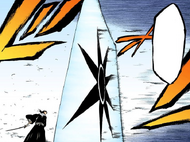 Byakuya uses Dankū against Zommari Rureaux.