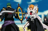 Ichigo's mask breaks off after protecting Rukia.