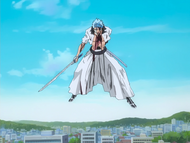 Grimmjow is left heavily injured by Ichigo's point-blank Getsuga Tenshō.